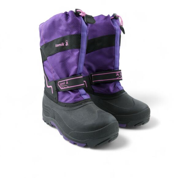 Kamik Waterbug 5 Boots Girls 6 Purple Black Waterproof Winter Insulated Snow - Picture 3 of 13